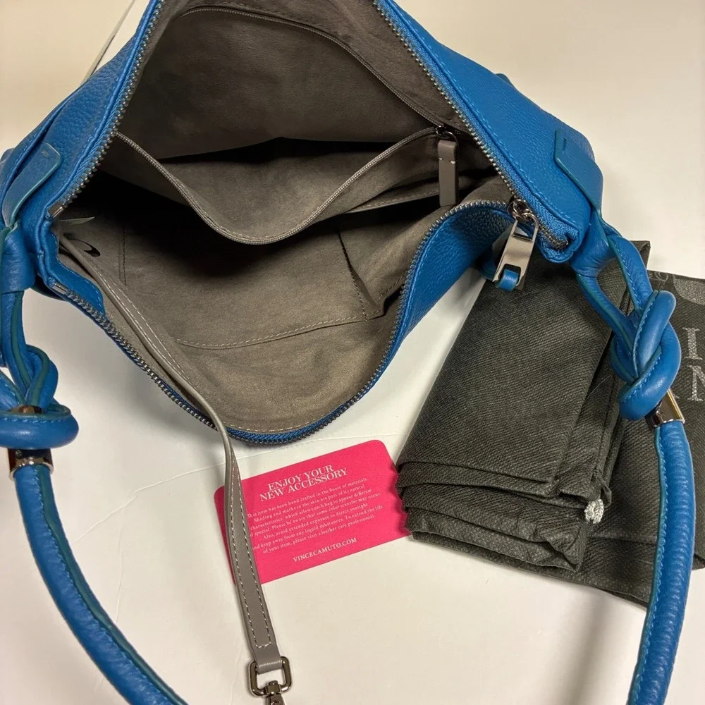 Vince Camuto Purse Blue Leather Handbag with dust bag Old‎ Money Quiet Luxury